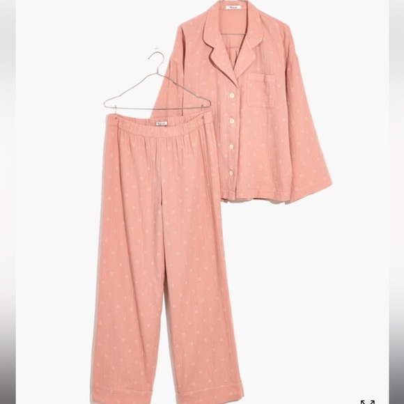 Madewell Lightestspun Oversized Long Pajama Set in Open Hearts Size XL - Picture 1 of 6